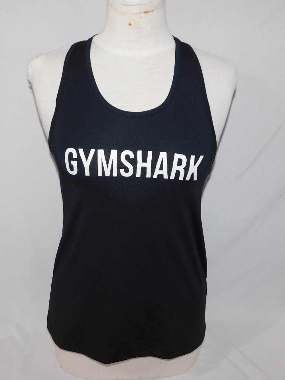 Gymshark Black White wordmark Racer Open back Workout Tank top Womens S